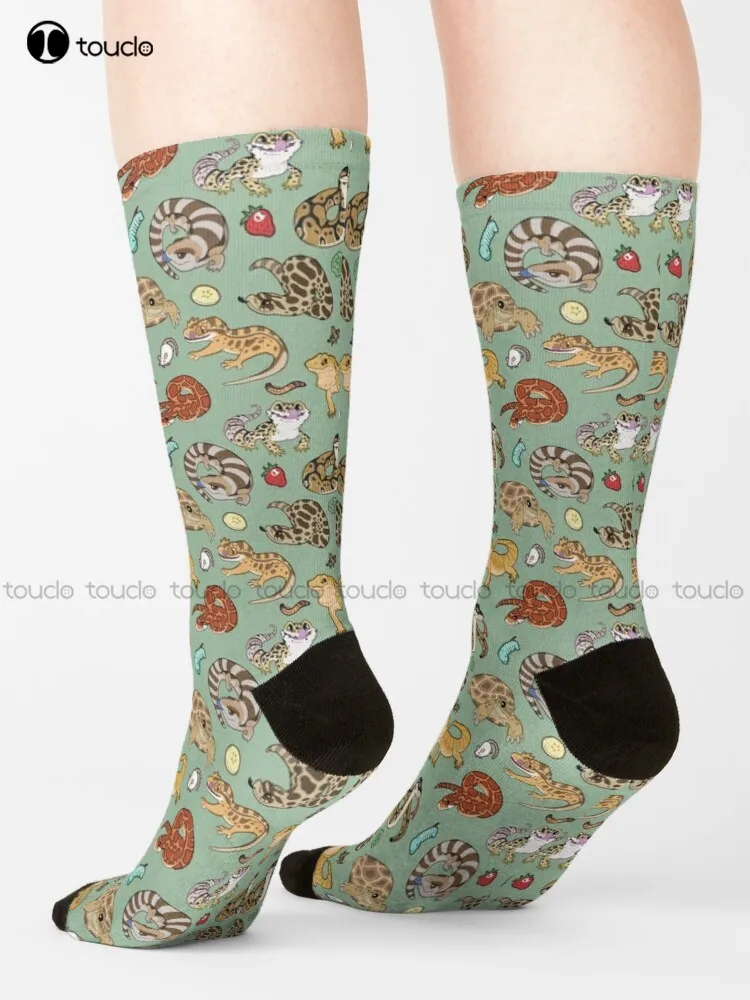 

Reptile Pets Pattern - Green Socks Cool Socks For Men Unisex Adult Teen Youth Socks 360° Digital Print Harajuku Streetwear Gift