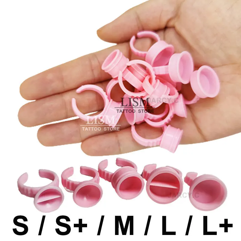 

100PCS Disposable Microblading Tattoo Ink Cups Anel Batoque Permanent Makeup Pigment Microblading Container Rings Accessories
