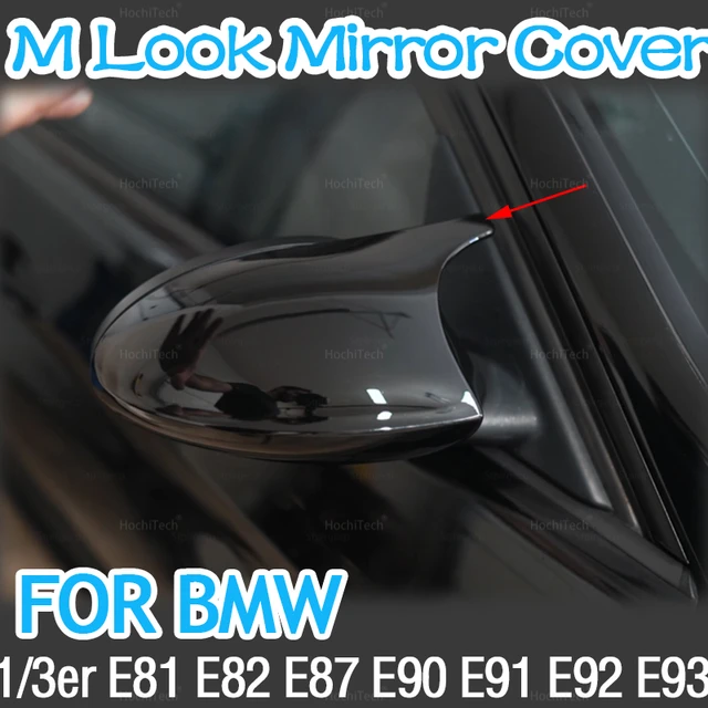 블랙 M3 스타일 커버 E90 E91, E81 E82 E87 E88, BMW 1 3 시리즈 E92 E93 탄소 섬유 M 룩 리어 미러 캡, 자동차 액세서리