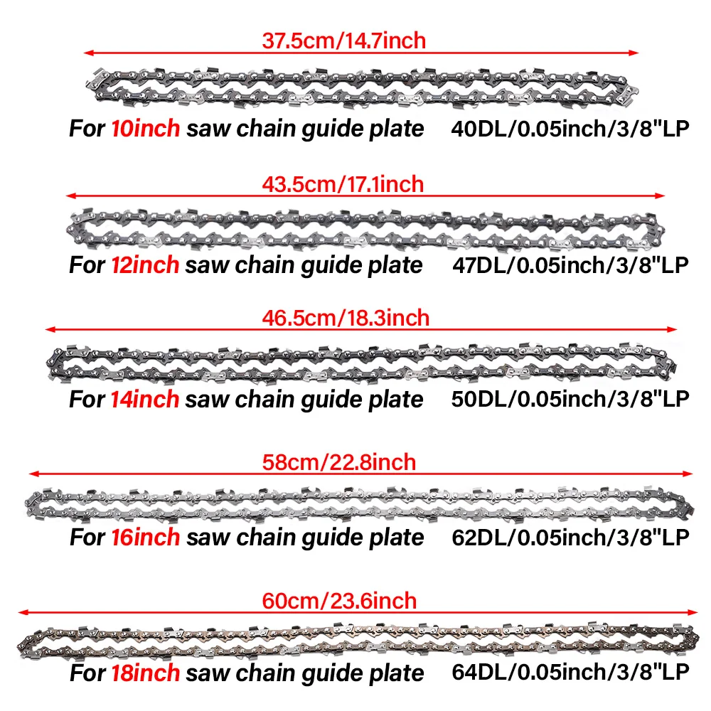 10/12/14/16/18/20-inch 325 Pitch 058 Gauge Chainsaw Chain 47/50/62/64/76 Drive Link for Many Model Chainsaws
