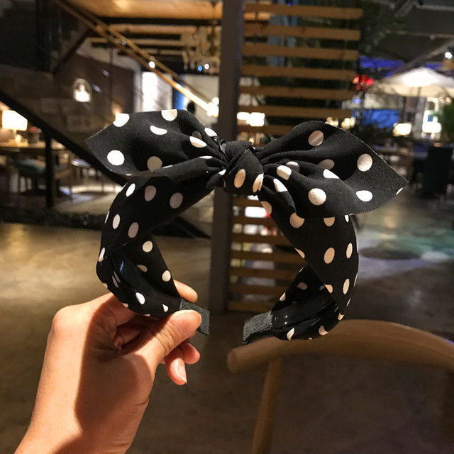 Dot Print Hair Band Rabbit Ear Knotted Headband For Women Bohemia Flower Print Hair Head Hoop Bands Scrunchy Headdress