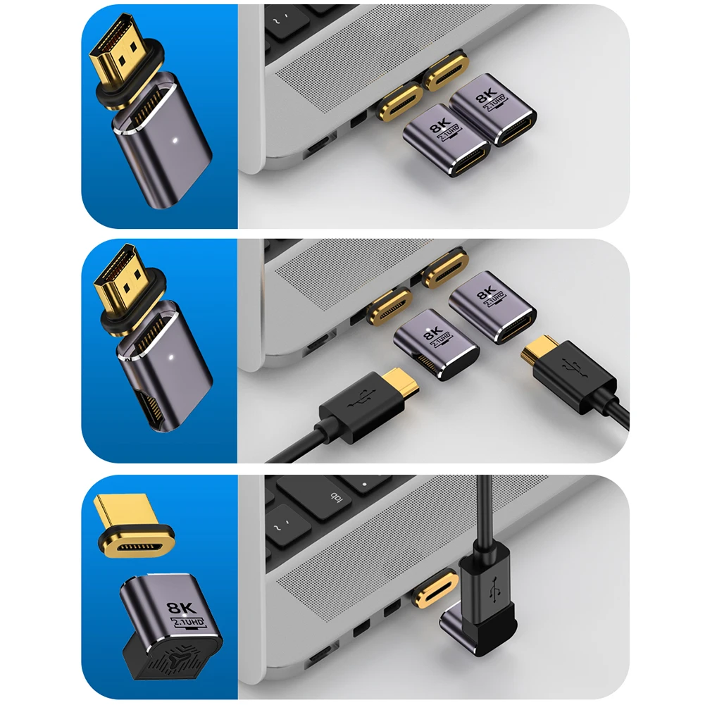 HDMI-Compatible 2.1 Male to Female Magnetic Adapter for TV Box PS5 