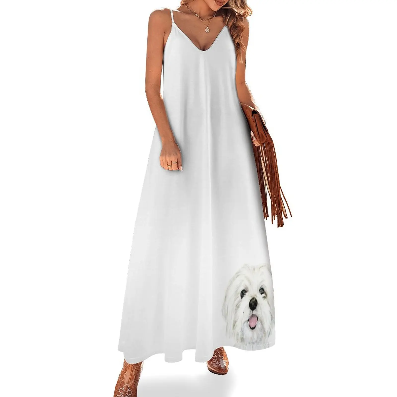

Cute Maltese pet dog Sleeveless Dress luxury evening dresses 2024 luxury evening dress woman for wedding