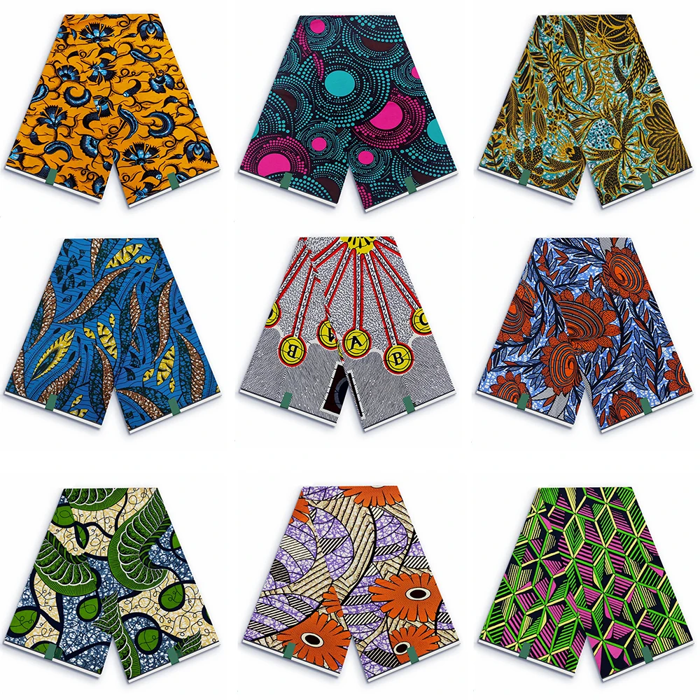 

100% Cotton African Wax Fabric Veritable Wax Nigerian Ankara Block Prints Batik Fabric Dutch Hollandais Pagne For Wedding Dress