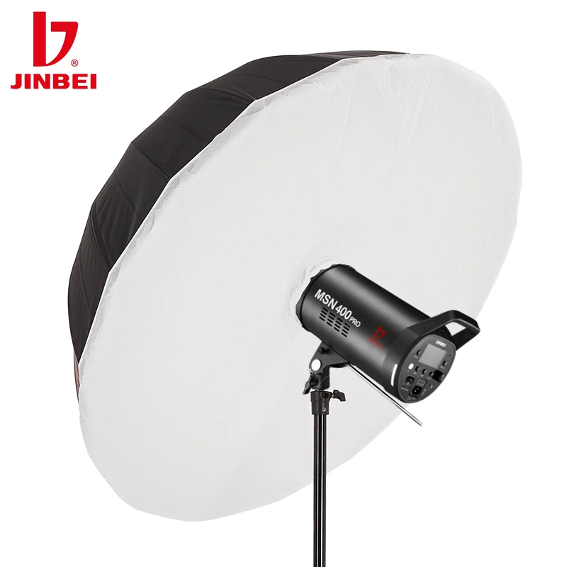 JINBEI 블랙 화이트 딥 반사 우산, 스튜디오 사진용 조명, 디퓨저 커버 포함, 105 cm, 130cm