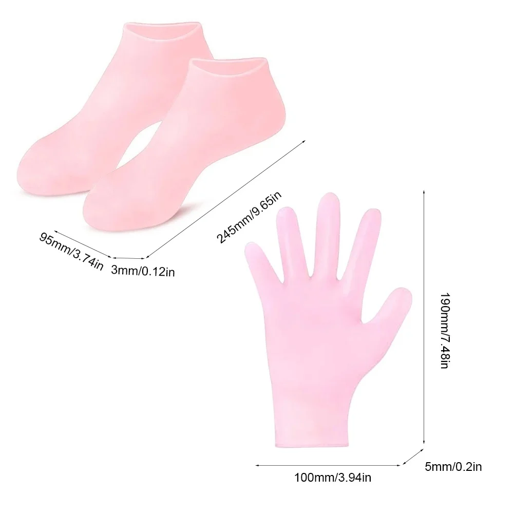 1Pair Reusable Silicone Foot Care Socks Moistrizing Spa Gel Gloves Exfoliating Moisturizing Anti Dry Cracked Plantar Hand Care T 6