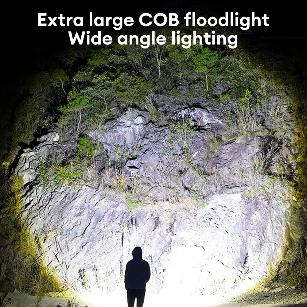 Led flashlight portable solar mini pocket keychain COB work light USB rechargeable outdoor emergency fishing camping