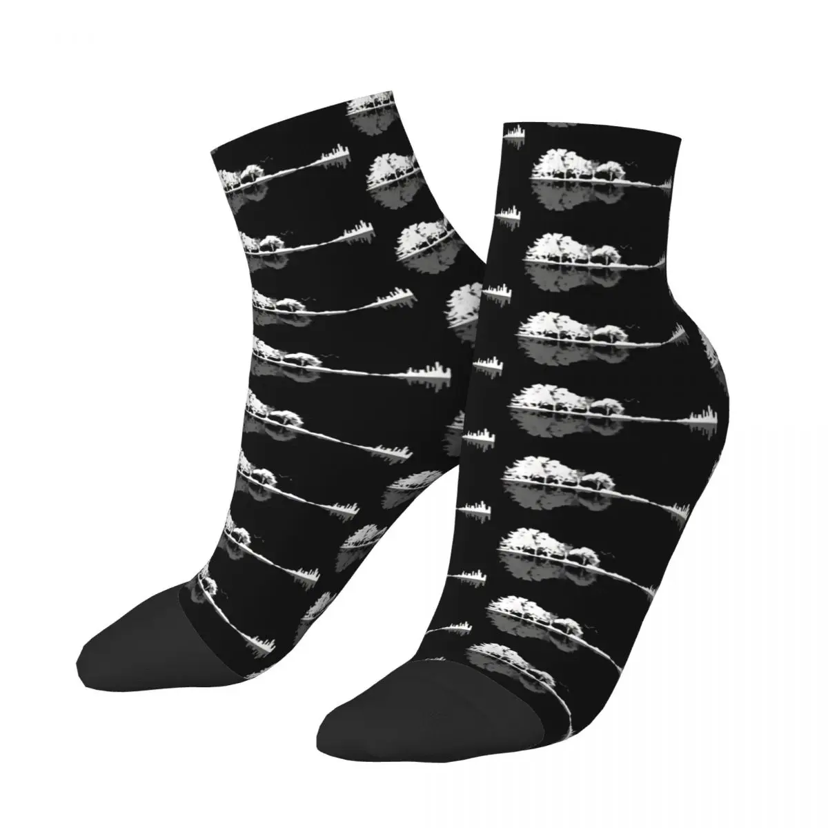 

Happy Men's Ankle Socks Nature Guitar Music Notes Street Style Seamless Crew Sock Gift Pattern Printed