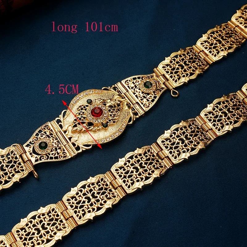 Elegant Moroccan Ladies Belt Long Chain Drop Shaped Faux Gems
