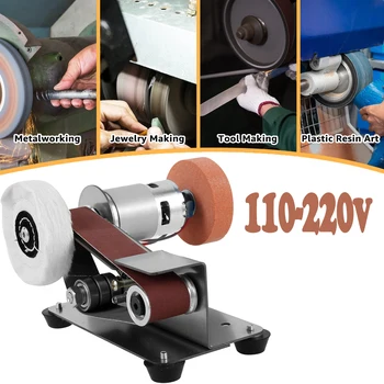 110-220V Electric Belt Sander DIY Polishing Grinding Machine Cutter Edges Sharpener US Plug Multifunction Power Tool Sandbelt