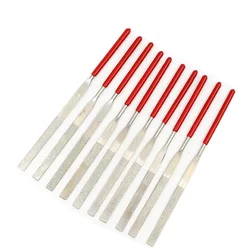 Needle Files Set Mini Needle Files Room Home Indoor 10 Pcs/Set 3*140mm Electroplated Diamond Grinding Red+Silver