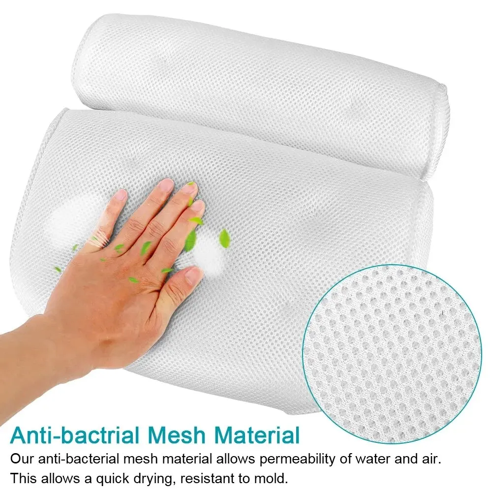 3D Mesh Massage Machine Bath Pillow Bathtub Suction Cup Backrest Cushion SPA Anti-slip 6 Cups Neck Headrest Thickened Home bath pillow