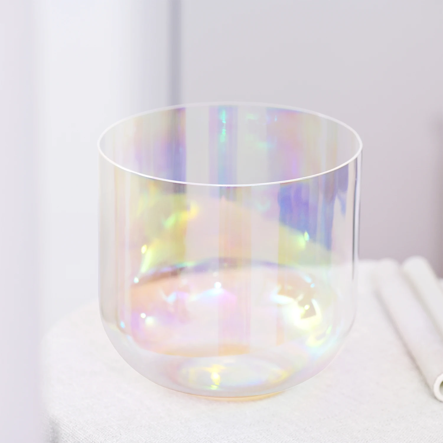 CVNC Cosmic Light Chakra Clear Quartz Crystal Singing Bowl for Anxiety Hypertension Stress Sound Healing, 7 Inch, 432Hz