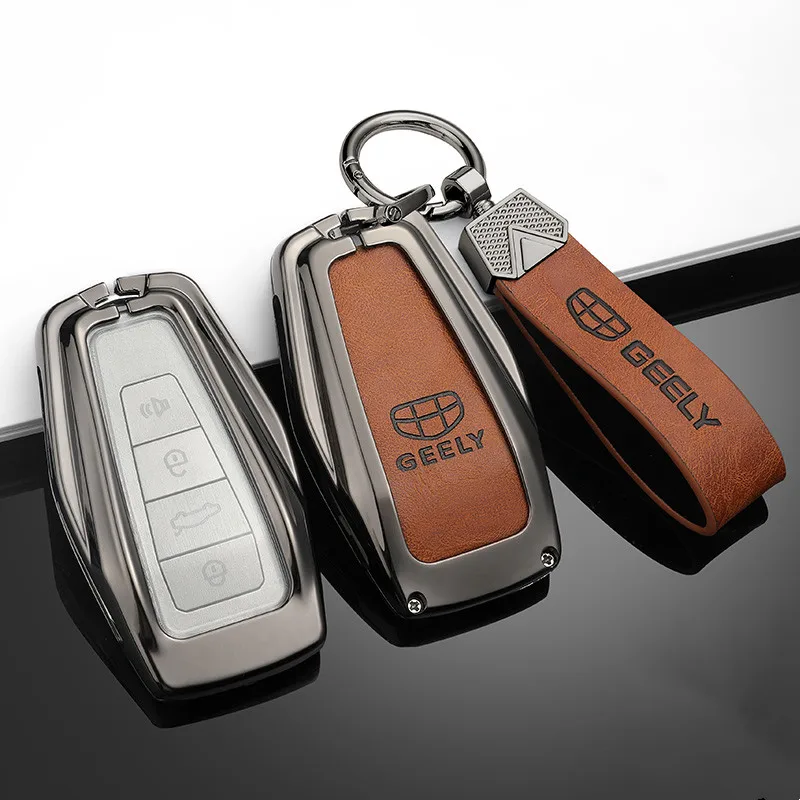 Car Key Fob Cover Case Shell Holder Set For Geely Coolray X6 Emgrand Global Hawk GX7 Remote Accessories Car-Styling Keychain