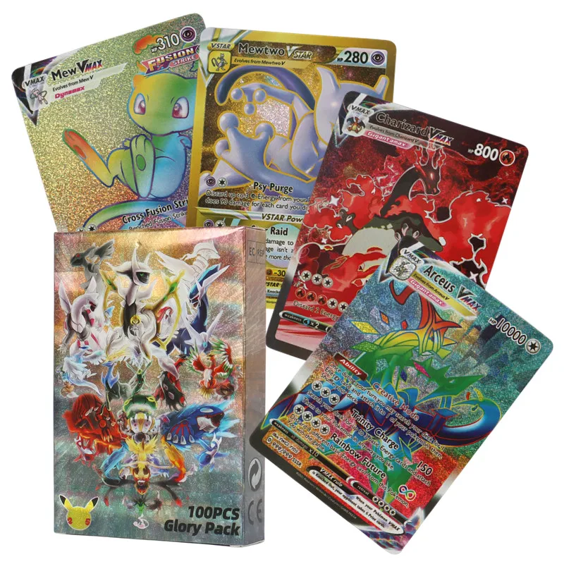 Holographic Pokemon Cards Vstar Vmax GX in English Letter with Rainbow  Arceus Shiny Charizard Kids Gift ASTROS Brillantes