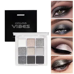 Vibrante 9-Farben Glitzer- und Matt-Lidschattenpalette mit Schimmer-Finish