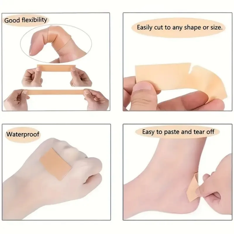 1/2 롤 높은 접착력, 피부 친화적인 통기성 접착제 방수 다기능 발 및 손 관리 붕대