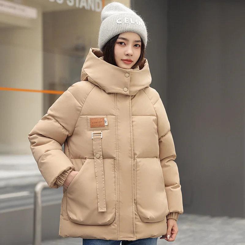 2024 New Winter Down Cotton-padded Jacket Women Short Coats Hooded Parka Windproof Outerwear Oversize Loose Female Warm Overcoat