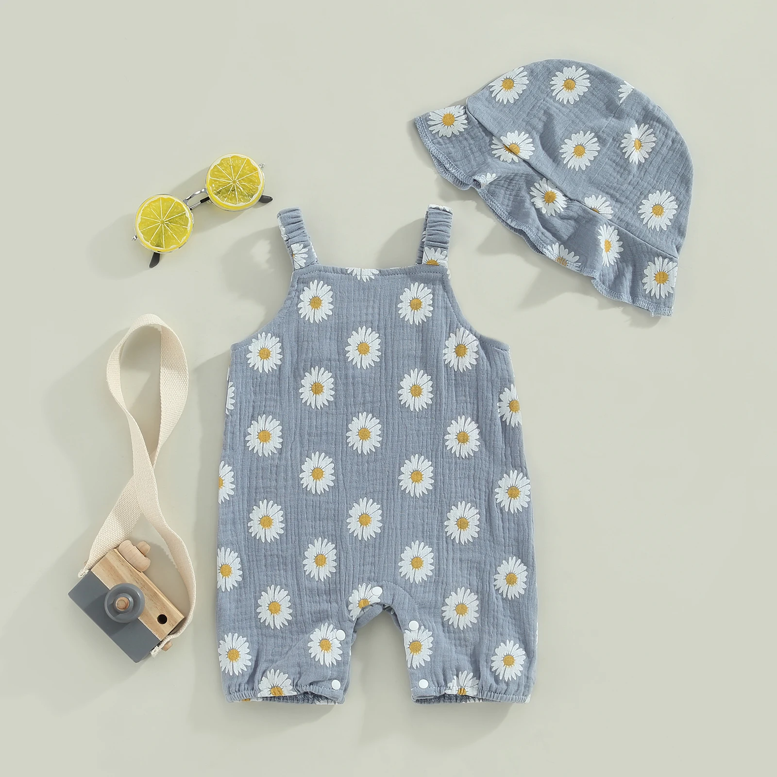 Newborn Baby Girl Romper with Hat Sweetpea Clothing