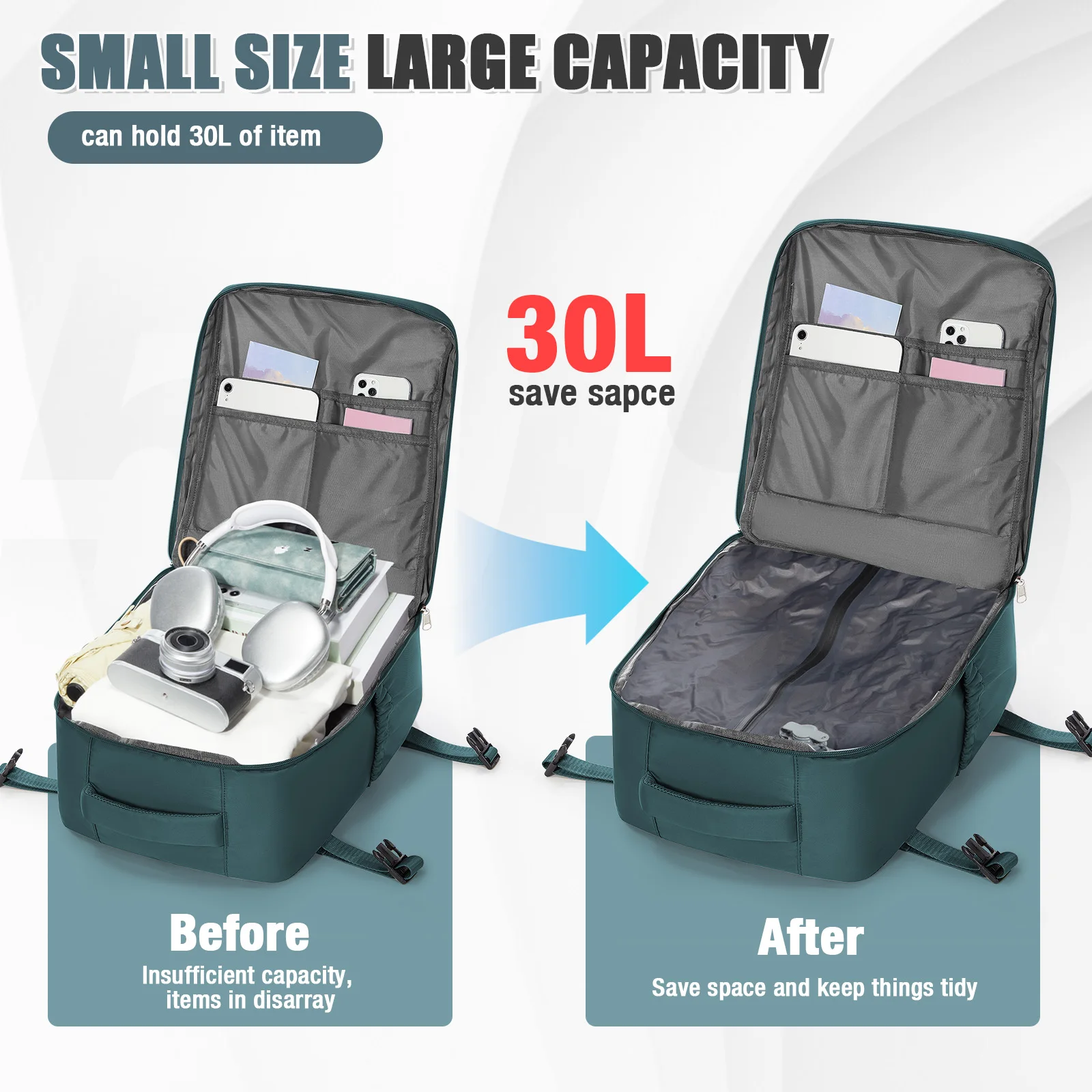 Vacuum Compression Backpack Women Men Backpack,WizAir Cabin Bag Ryanair Backpack 40x30x20,15.6" Laptop Bag, Clothing Storage Bag