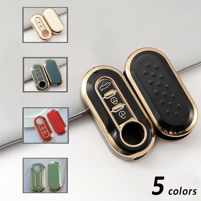 Key Case Cover 3Buttons TPU Car Flip Key Case Cover For Fiat Ducato 500 500L Panda Grande Punto Lancia Musa Auto Shell Fob Accessories