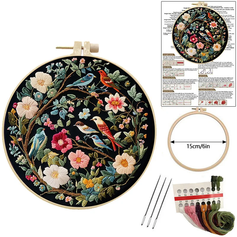 Flower & Bird Embroidery Kit 1