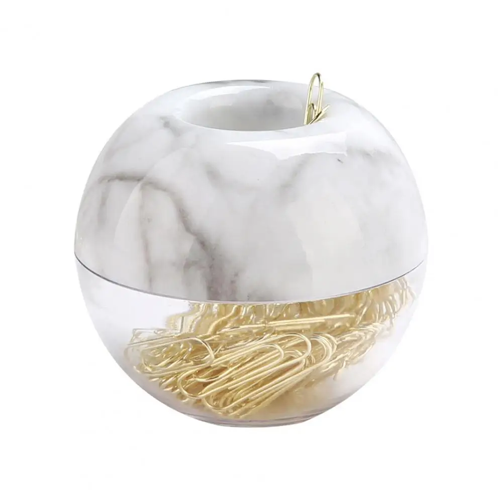 Electroplated Paper Clip Holder Magnetic Paper Clip Holder Stylish Round Desktop Organizer with 100 Clips for Office Supplies