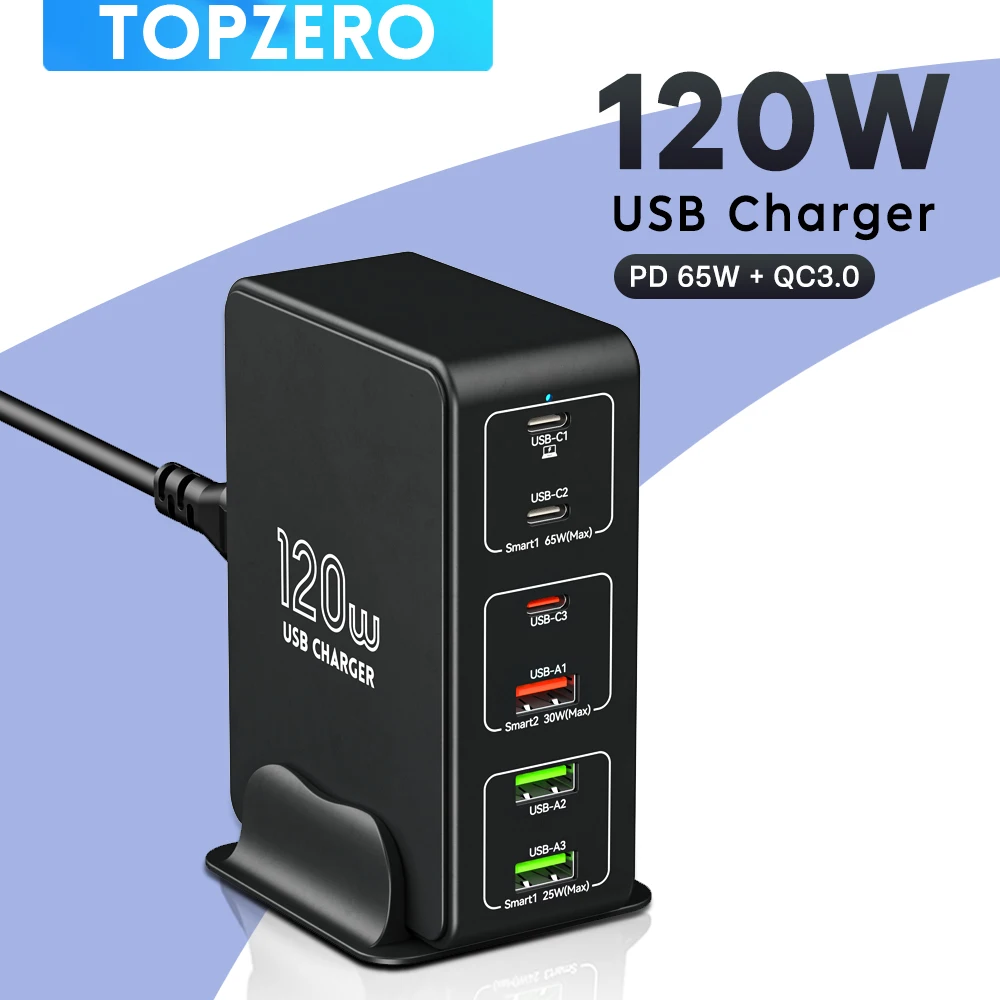 Universal - 120W USB C PD Chargeur rapide QC4.0 QC3.0 Chargeur de téléphone  portable pour ordinateur portable Tablette