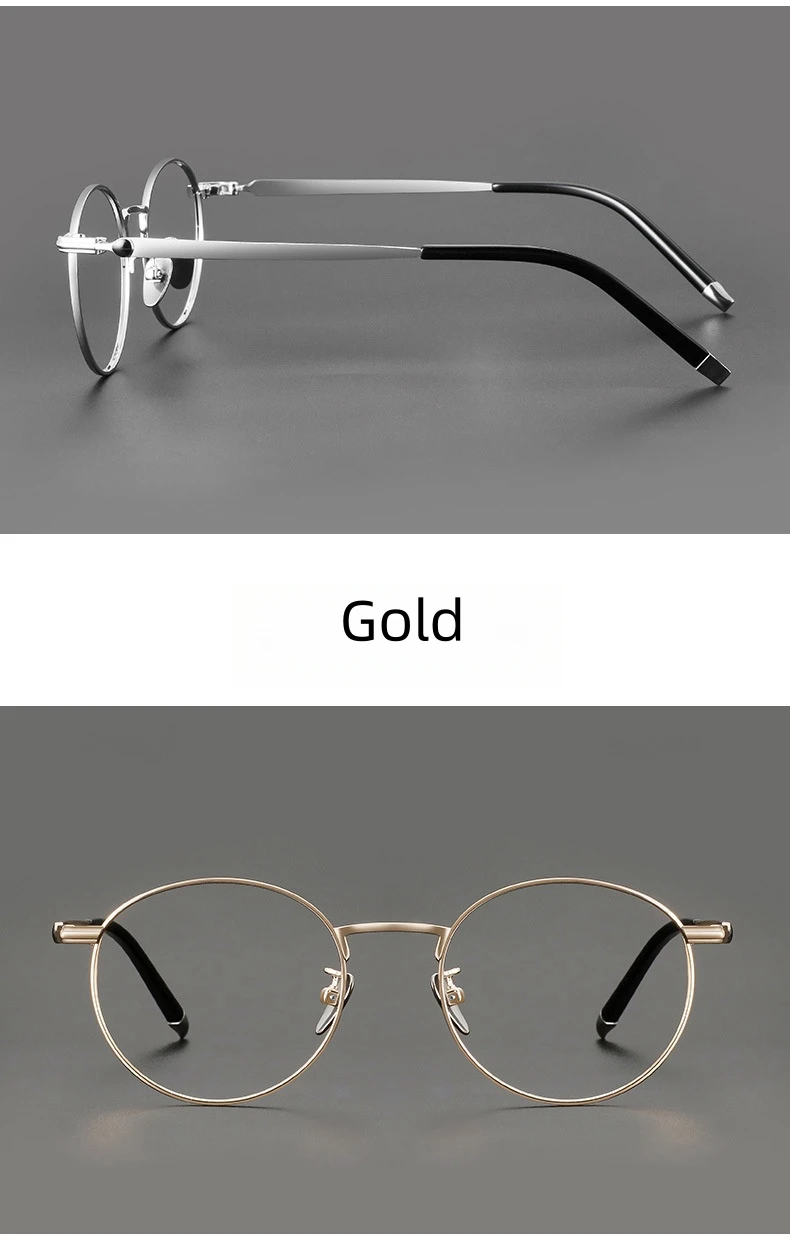 Titanium Reading Glasses - Lightweight Round Frame, Anti Blue Light, Single Focus Lenses