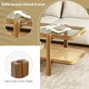 Coffee Table, 47.5" Rectangle Solid Wood Tea Table w/Tempered Glass Tabletop&PE Rattan Storage Shelf, 2-Tier Boho Coffee Tables 3