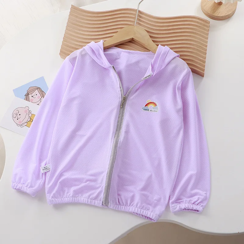 Sun Protection Clothing for Kids Sunscreen Jacket Boys and Girls Thin Skin Coat Babys Cardigan Ice Silk Children Summer Travel