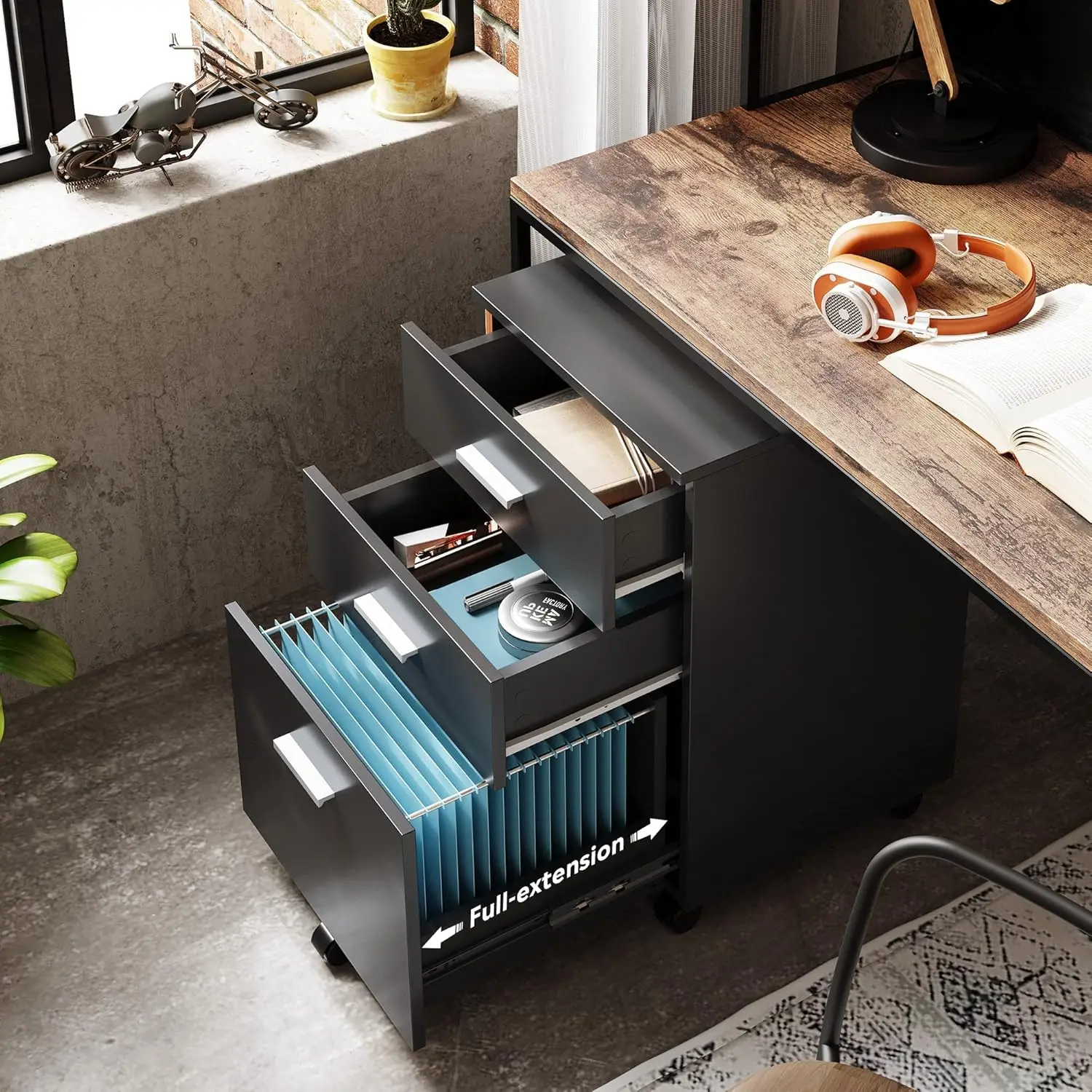 3-Drawer Rolling File Cabinet 4