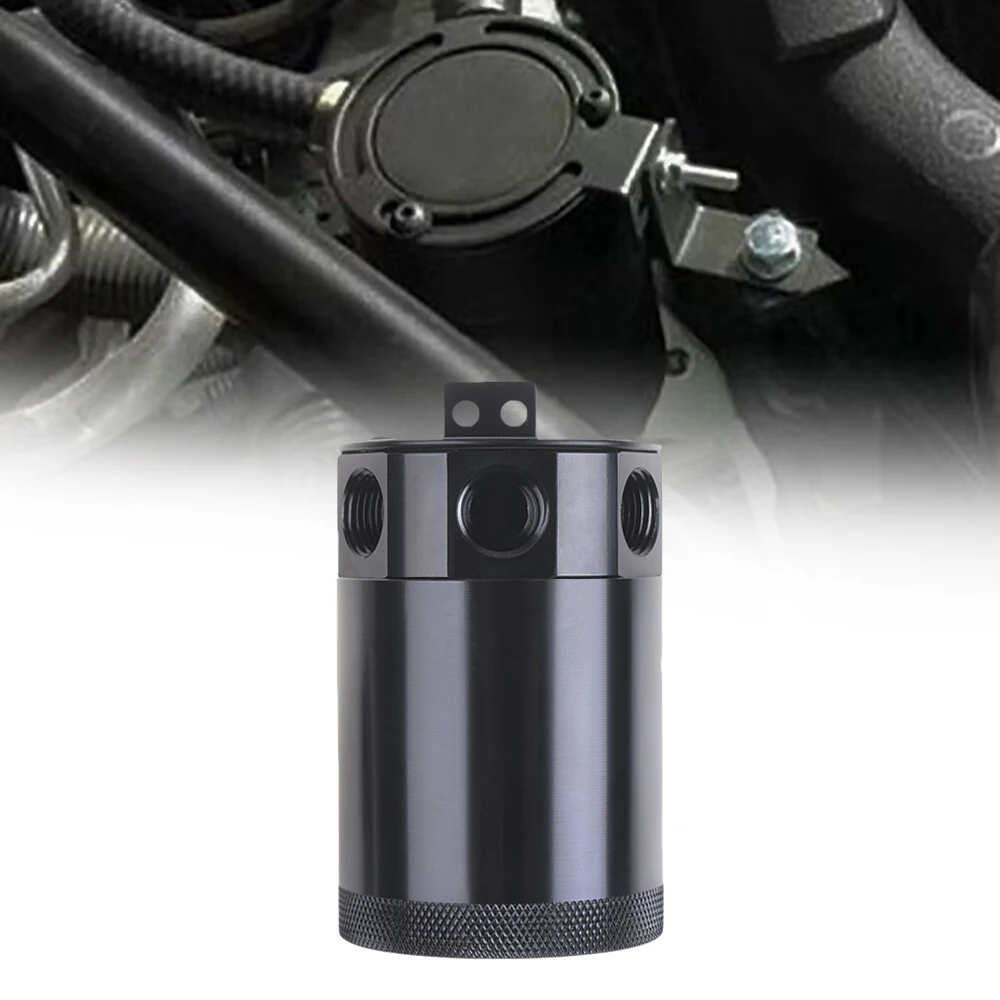 Universal Racing Baffled 3 port Oil Catch Can Tank Air Oil Separator With Removable Valve 3-hole Kettle