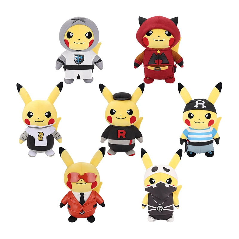 Pokemon Figure Mischief Pikachu Peluche Cos Cattivo Galattico Magma Aqua Skull Plasma Flare Rocket Team Collection Regali Per Bambini