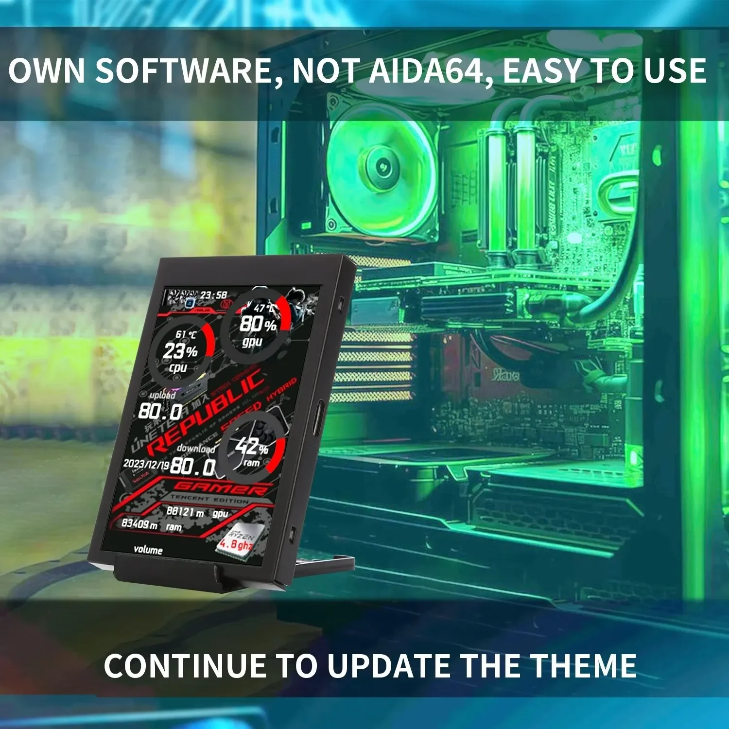 TYPE-C ���� ȭ��, ��ǻ�� CPU, �ϵ� ��ũ, �׷��� ī��, ��Ʈ��ũ �ǽð� ����͸�, IPS 320*480, 3.5 ��ġ