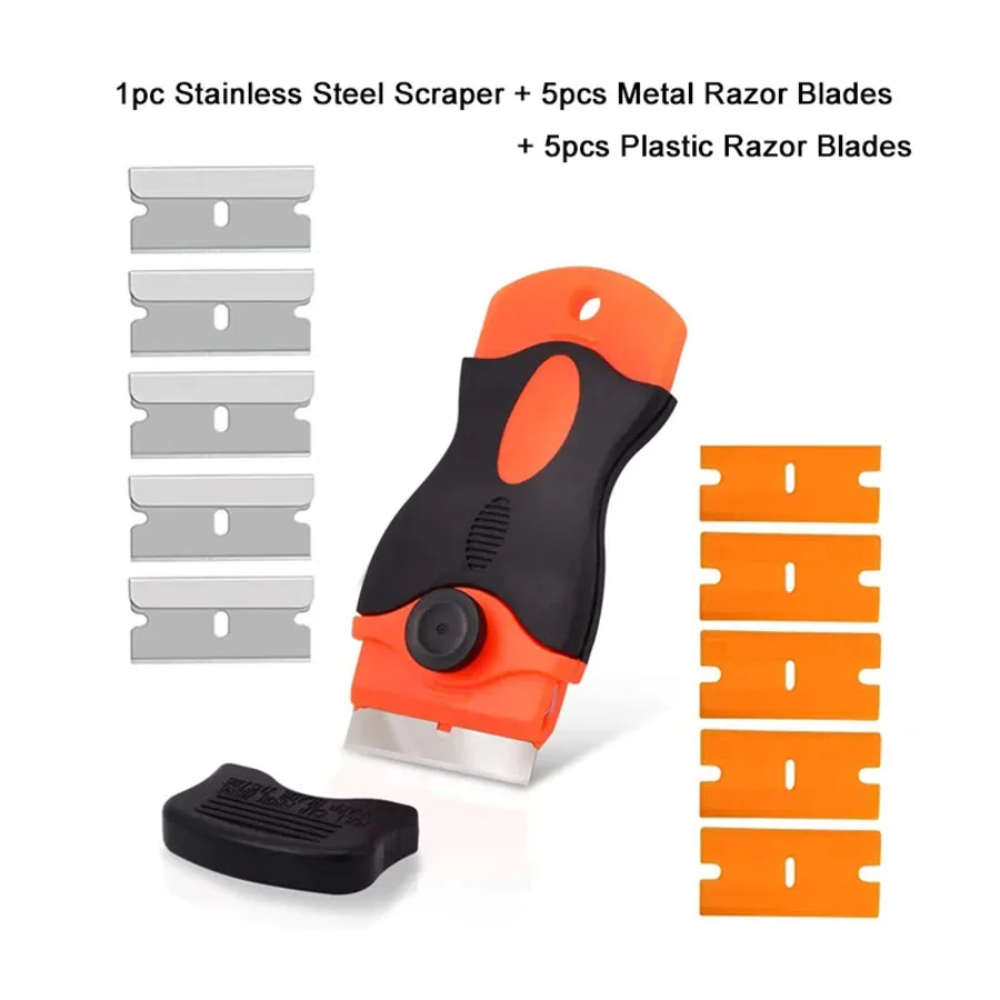 Razor Blade Scraper for Car Glass with Blades Window Glass Glue Sticker Remover Clean Ceramic Hob Auto Squeegee Tool