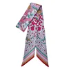 Small Floral Wrap Silk Scarf Variable Stripes Imitated Silk Printed Silk Scarf Women's Small Ribbon Headband Ribbon Scarf 3
