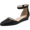 Comfortable Low Wedge Shoes: Women's Ankle Strap Flats with Pointed Toe and Back Zipper – Ideal for Work, Office, and Dressy Eve 1