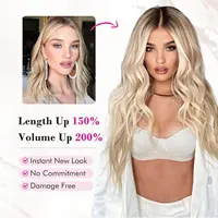 Extensions capillaires synthétiques à clips, postiche longue ondulée de 22 pouces, 16 griffes, pour femmes, tête complète 4