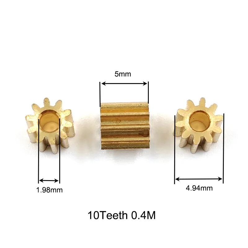 10 Teeth Width 5mm Copper Pinion OD = 4.9mm Non-standard Mechanical Motor DIY Gear Parts 3Pieces 102A 0.4M