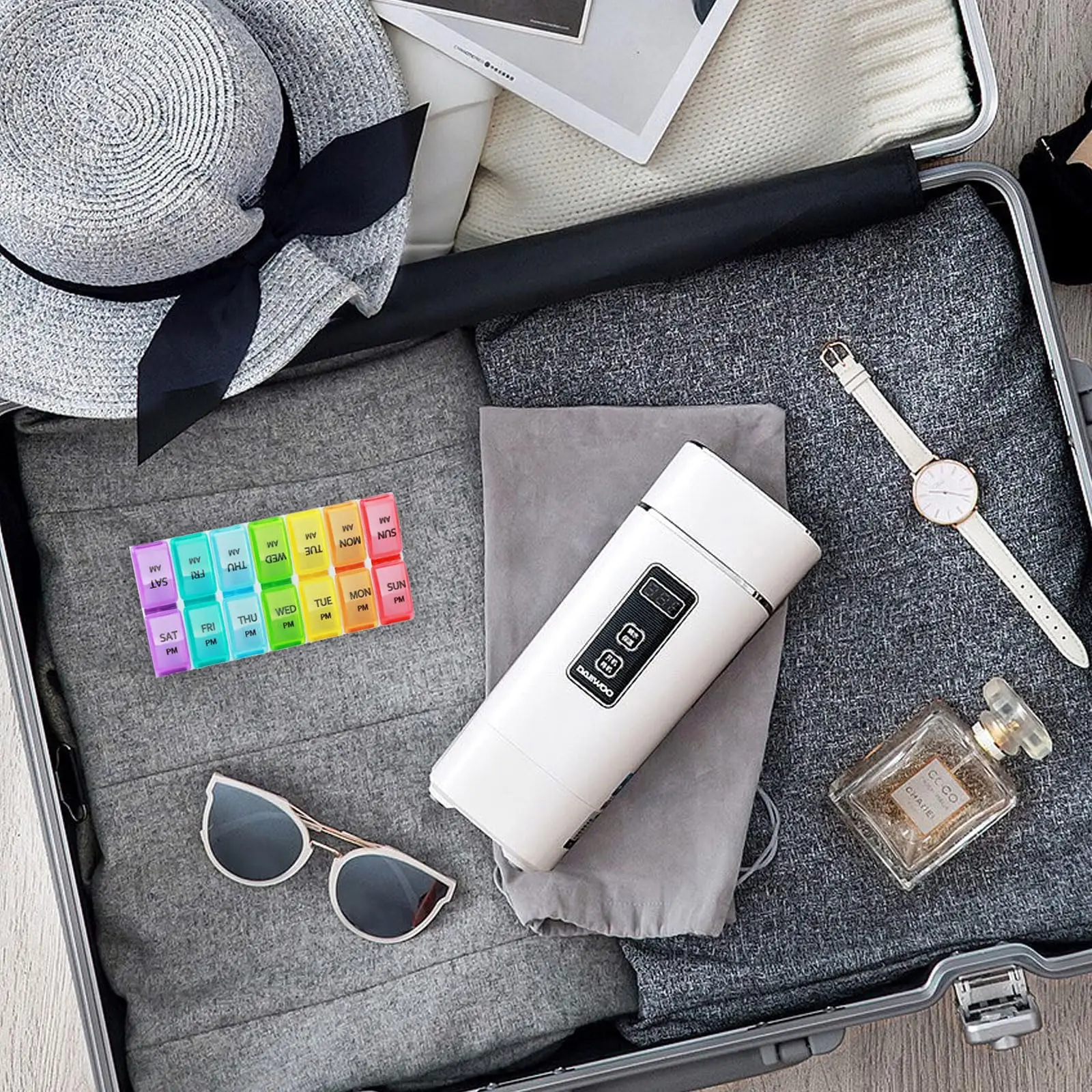 Shunshi Weekly Pill Organizer with Am/Pm Compartments Travel Pill Boxes 7 Day 2 Times A Day Tablet Dispenser with 14 compartment