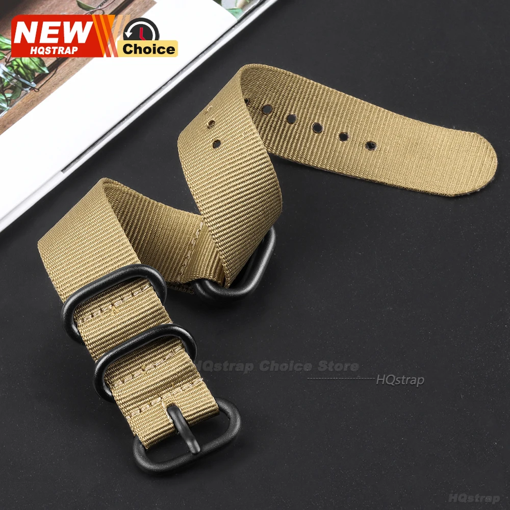 Elegant Black Nylon Woven Watch Strap with Fine Steel Buckle
