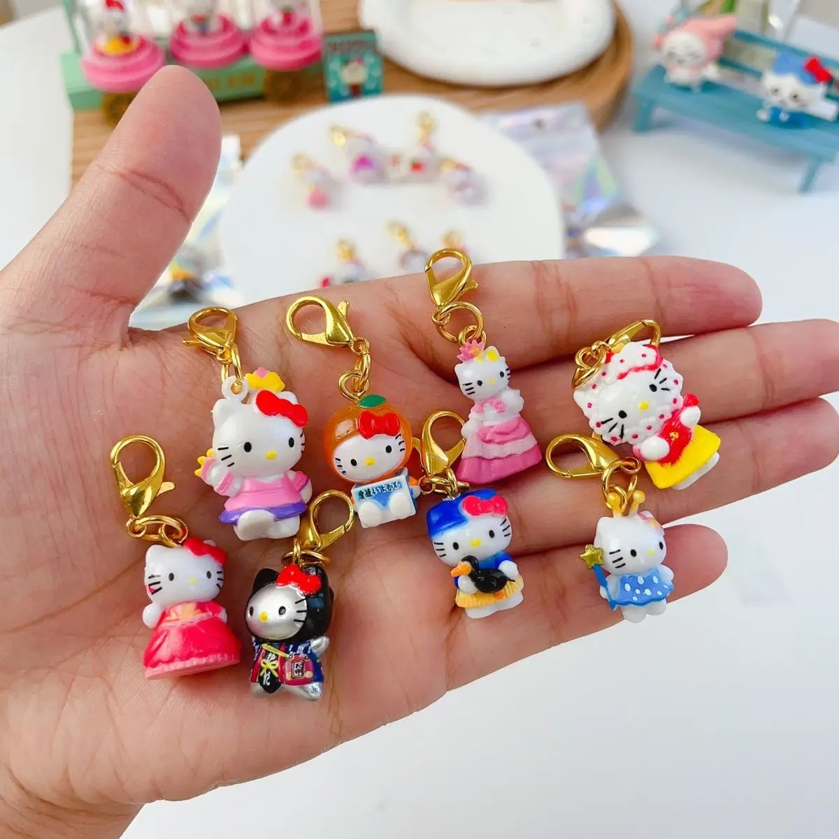 

Kawaii Sanrio Anime Image Hello Kitty Keychain Cute Zipper Accessories Bag Decoration Pendant Mini Doll Children's Toy Gifts