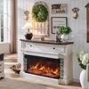 52" Electric Fireplace with Mantel, Freestanding Fireplace Heater TV Stand with 36" 3-Side Glass Insert for TVs Up to 65" 1
