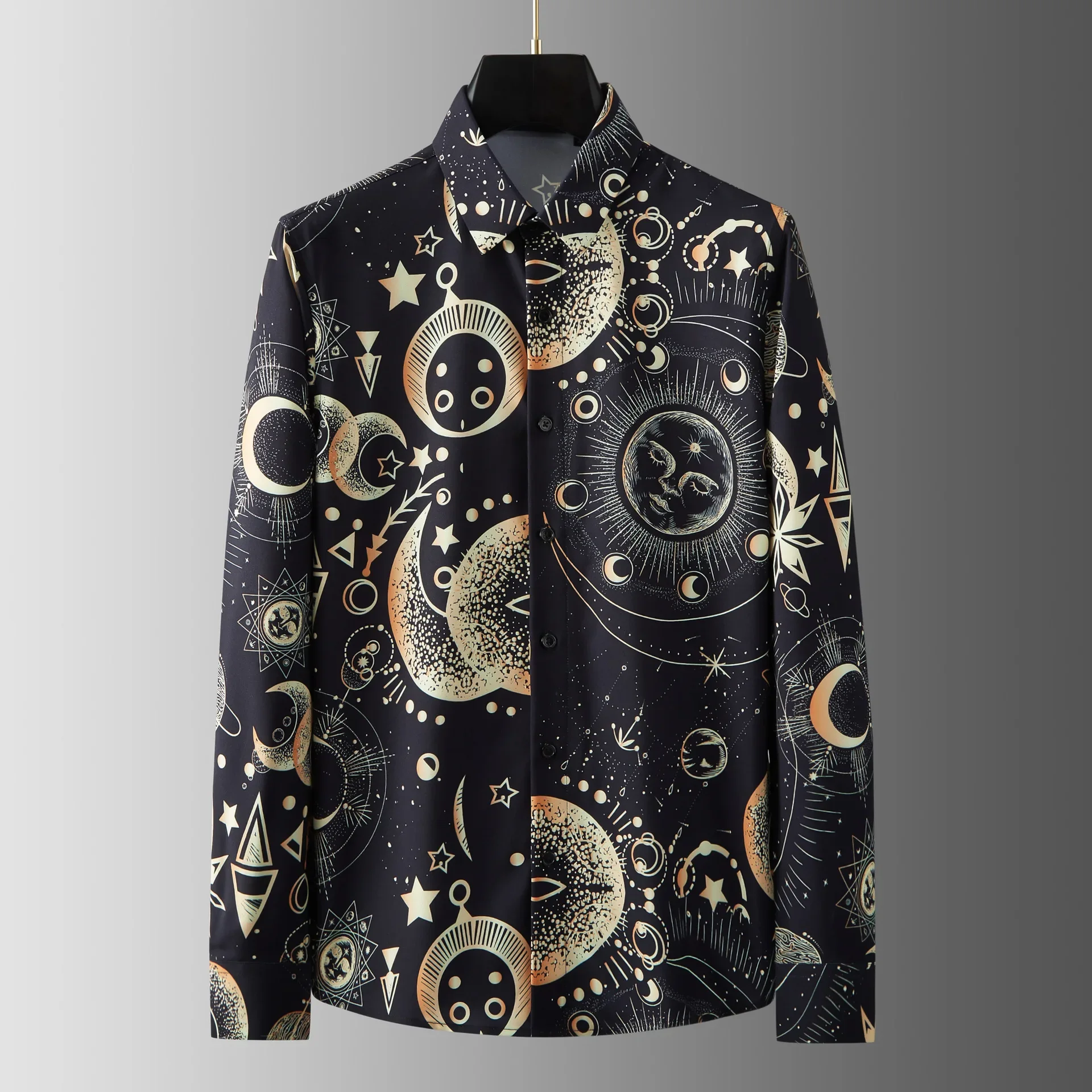 

Retro Print Shirts for Men Luxury Social Casual Shirt Long Sleeve Slim Business Dress Formal Dress Shirts Party Banquet Tuxedo