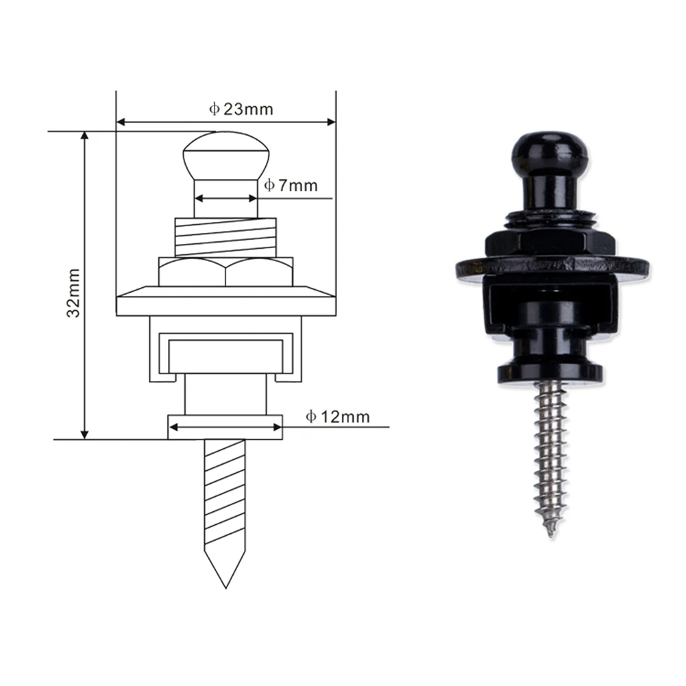 2pcs Bass Strap Buckle Stud Electroplated Alloy Bass Sling Buckles Non-slip Replacement  Musical Instrument Accessories