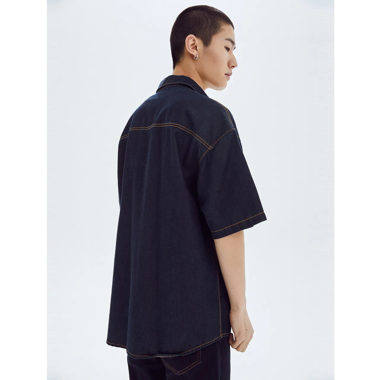 Metersbonwe Basic Denim Short Men Summer Loose SBlouse tudent Shirts Fashional Pockets Street Cowbody Shirt Male Tops Brand Tee