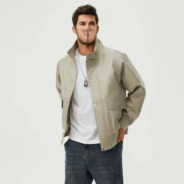 Free Shipping American Style Vintage Leather Jacket 2024 Autumn Motorcycle Jacket Zip-Up Aviation Jacket For Men Fashionable Out