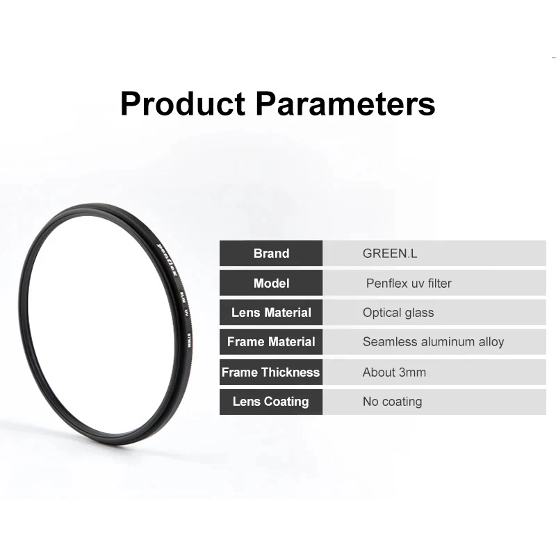 GREEN.L Penflex UV Filter Universal Lens Protector for Canon Nikon Sony Camera 37 40.5 43 46 49 52 55 58 62 67 72 77 82mm 6