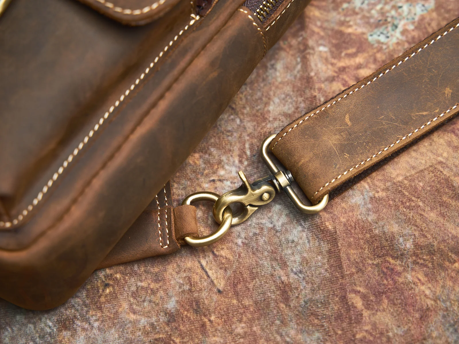 Genuine Leather Mens Sling Bag - Vintage Crossbody Chest Backpack
